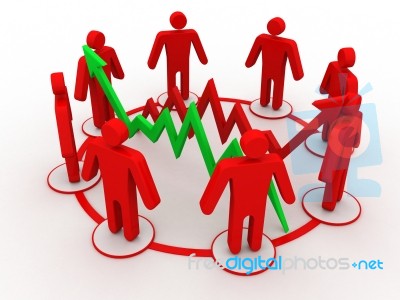 Inflation And Deflation Graph Around Business Team Stock Image