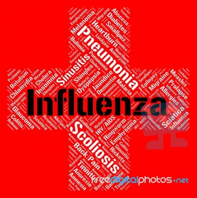 Influenza Word Indicates Poor Health And Afflictions Stock Image