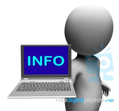 Info On Laptop Means Assistance Knowledge And Information Online… Stock Image