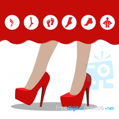 Infografics Woman: High Heels And Our Disease. Illustration Stock Image