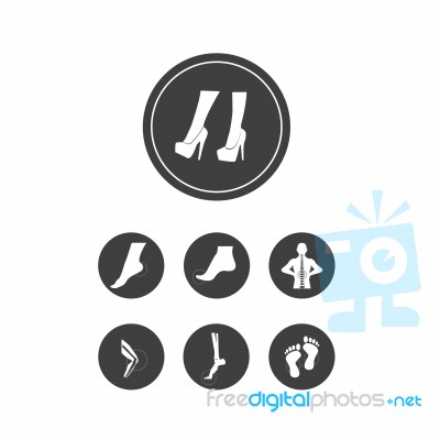 Infographics Women: High Heels And Not Healthy Feet Icon Stock Image