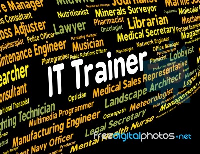 Information Technology Trainer Meaning Give Lessons And Text Stock Image