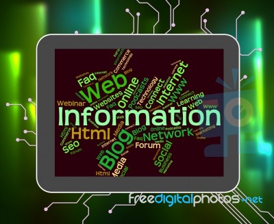 Information Word Indicates Knowledge Help And Wordcloud Stock Image