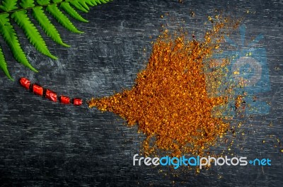  Ingredients And Condiment On Table Stock Photo