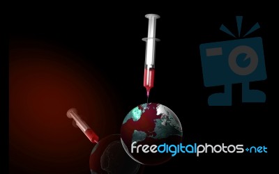 Injection Needle With Earth Stock Image