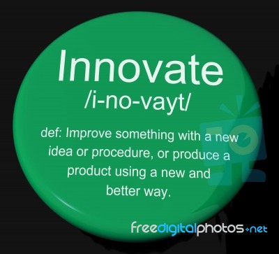 Innovate Definition Button Stock Image