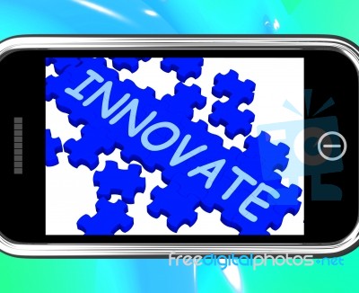 Innovate On Smartphone Shows Creativity Stock Image