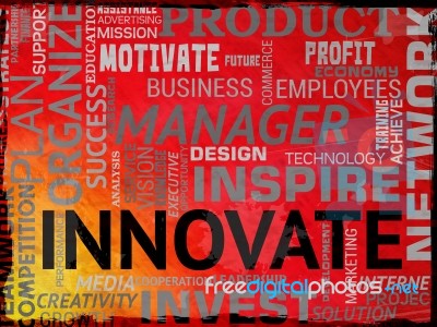 Innovate Words Means Restructuring Reorganization And Ideas Stock Image