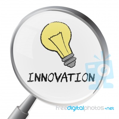 Innovation Magnifier Indicates Magnification Innovating And Searches Stock Image