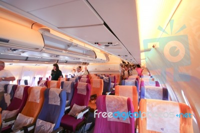 Inside Cabin Of Airbus A300-600r Thaiairway Stock Photo