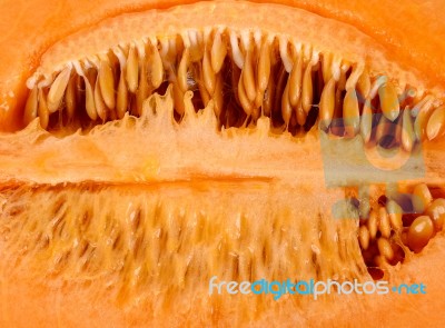 Inside Melon With Seed Background Stock Photo