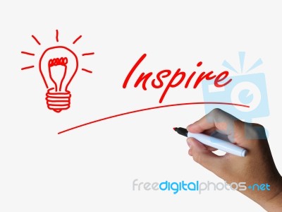 Inspire And Lightbulb Refer To Inspiration Motivation And Influe… Stock Image