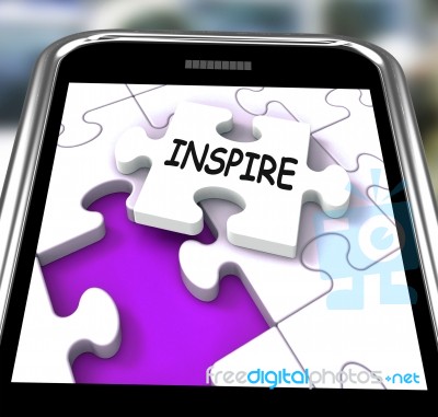 Inspire Smartphone Shows Originality Innovation And Creativity O… Stock Image