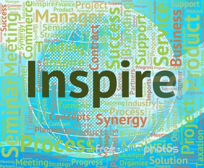 Inspire Word Indicates Spur On And Encourage Stock Image