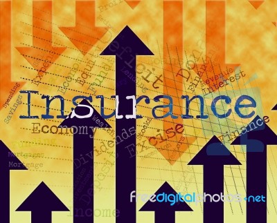 Insurance Word Indicates Covered Coverage And Contract Stock Image