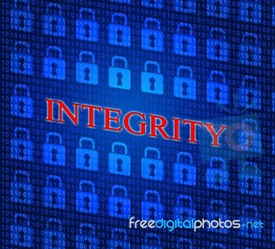 Integrity Data Represents Truthfulness Sincerity And Virtue Stock Image