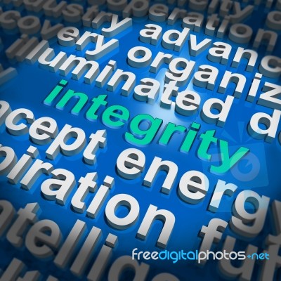 Integrity Word Cloud Shows Honesty Morality And Trust Stock Image