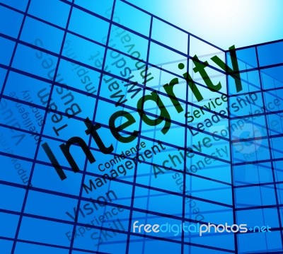 Integrity Words Shows Virtue Text And Honesty Stock Image