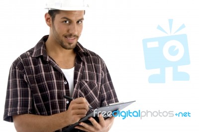 Intelligent Architect With Note Pad Stock Photo