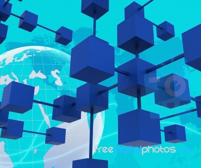 Interconnected Network Means Computer Partners And Collaborate Stock Image