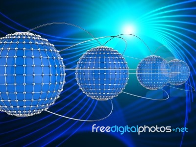 Interconnected Network Represents Global Communications And Comm… Stock Image