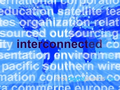 Interconnected Word On Map Stock Image