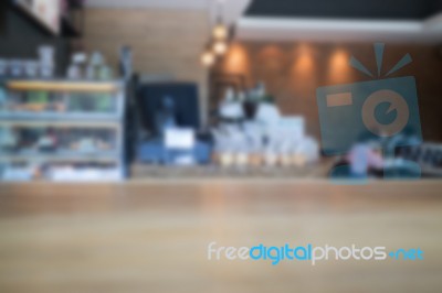 Interior Blur Of Street Coffee Shop Stock Photo