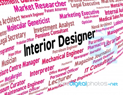 Interior Designer Indicates Work Career And Expert Stock Image