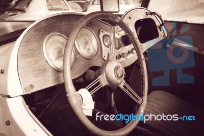 Interior Of A Classic Vintage Car Stock Photo