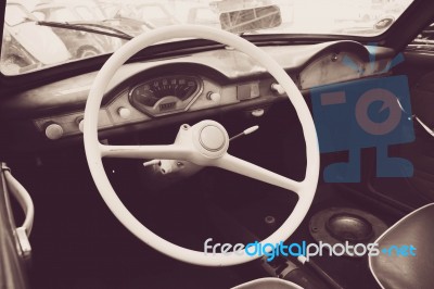 Interior Of A Classic Vintage Car Stock Photo