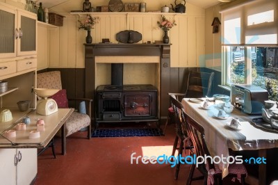 Interior Of A Living Shed At St Fagans National History Museum Stock Photo