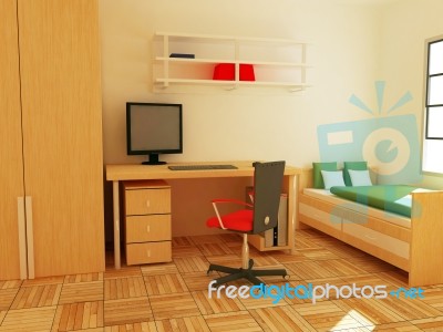 Interior Of A Sleeping Room Stock Photo