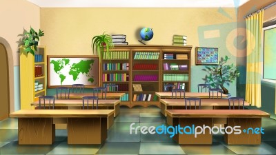 Interior Of Classroom. Front View Stock Image