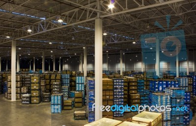 Interior Of New Large And Modern Warehouse Space Stock Photo