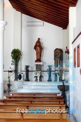 Interior Of The Church Of The Holy Sprit In Los Gigantes Tenerif… Stock Photo