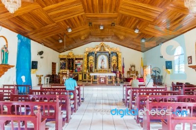 Interior Of The Town Square Church In Pedasi, Panama Stock Photo