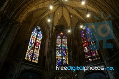 Interior View Of Cathedral Of Saint-etienne Metz Lorraine Mosell… Stock Photo