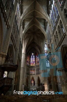 Interior View Of Cathedral Of Saint-etienne Metz Lorraine Mosell… Stock Photo