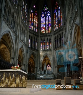 Interior View Of Cathedral Of Saint-etienne Metz Lorraine Mosell… Stock Photo