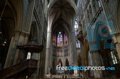 Interior View Of Cathedral Of Saint-etienne Metz Lorraine Mosell… Stock Photo