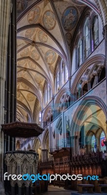 Interior View Of Salisbury Cathedral Stock Photo