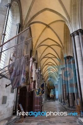 Interior View Of Salisbury Cathedral Stock Photo