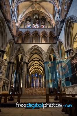 Interior View Of Salisbury Cathedral Stock Photo