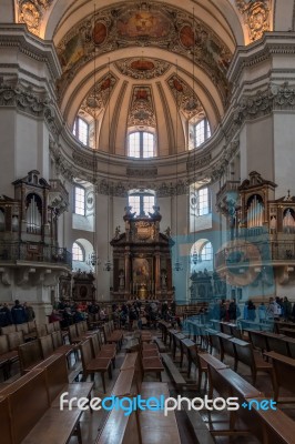 Interior View Of Salzburg Cathedral Stock Photo