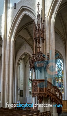 Interior View Of St James Church In Rothenburg Stock Photo