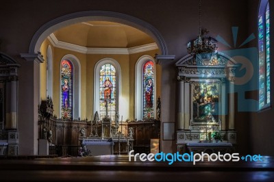 Interior View Of St Leon Church In Eguisheim In Haut-rhin Alsace… Stock Photo