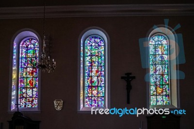 Interior View Of St Leon Church In Eguisheim In Haut-rhin Alsace… Stock Photo