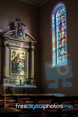 Interior View Of St Leon Church In Eguisheim In Haut-rhin Alsace… Stock Photo