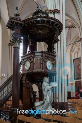 Interior View Of St. Salvator's Cathedral In Bruges West Flander… Stock Photo