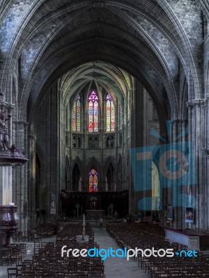 Interior View Of The Cathedral Of St Andrew In Bordeaux Stock Photo